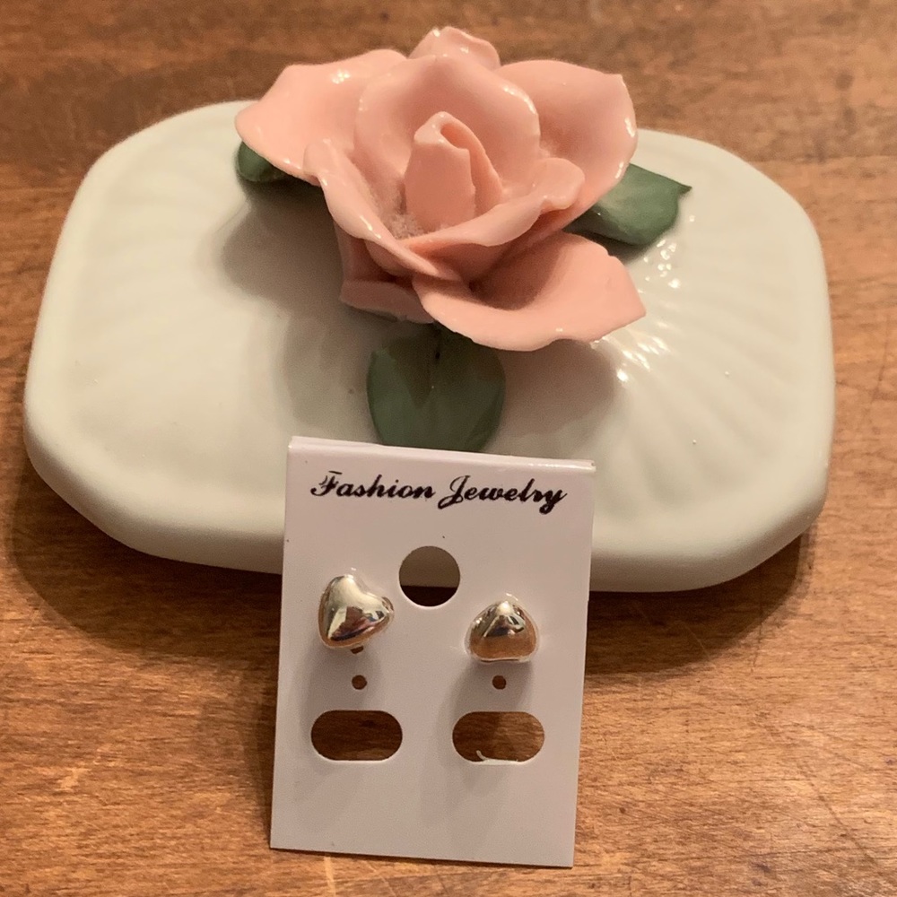 Fashion earrings - Silver Puffed Heart